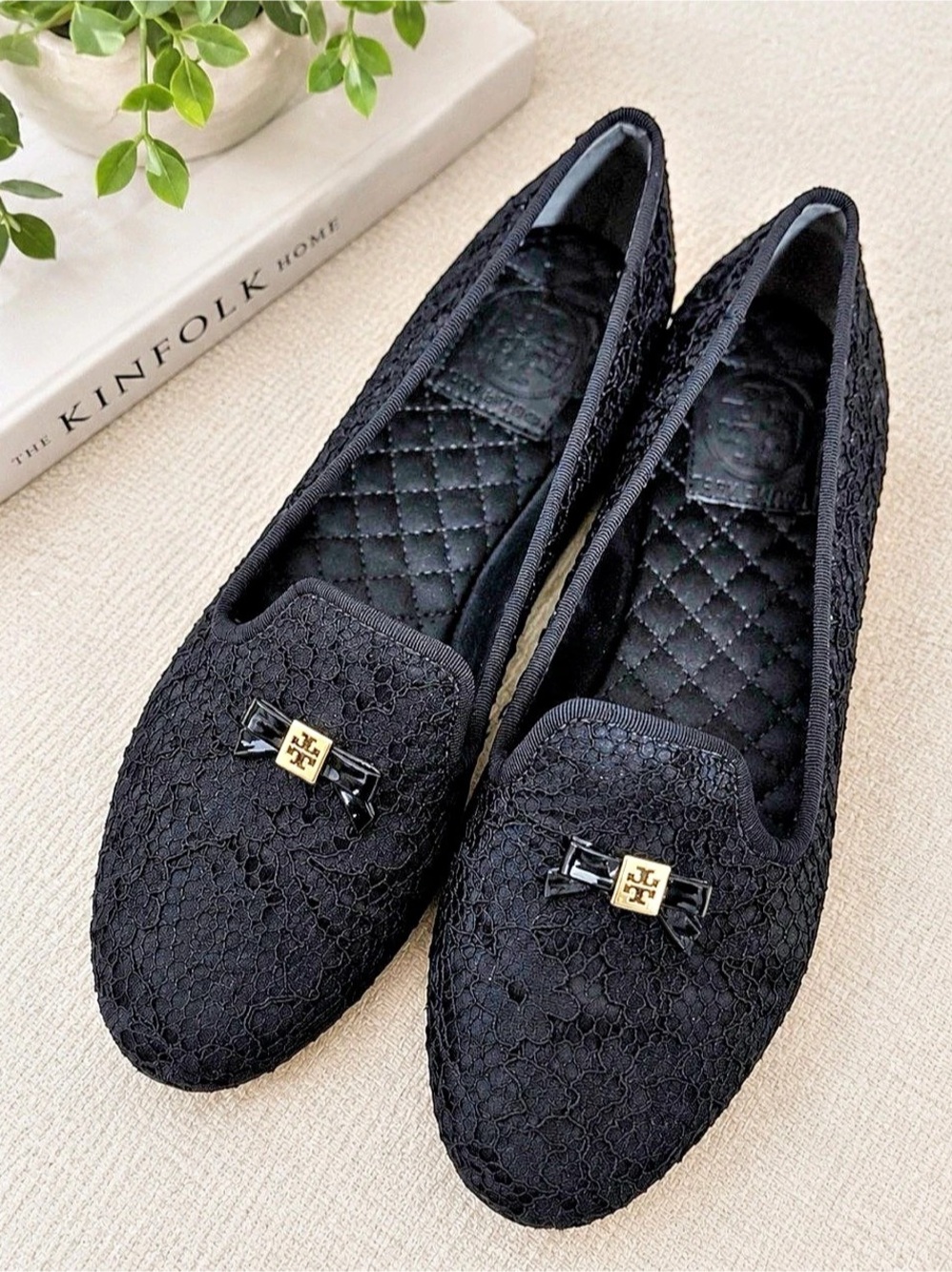 Tory Burch Black Lace Chandra Loafers